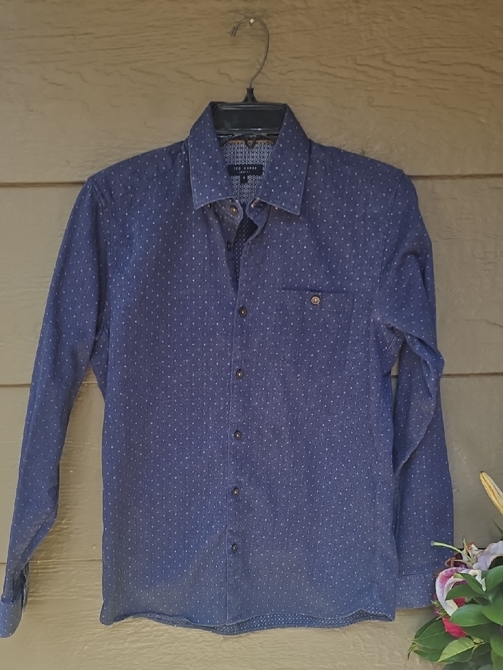 Ted Baker London Navy Blue Brushed Cotton Long Sleeve Shirt 3